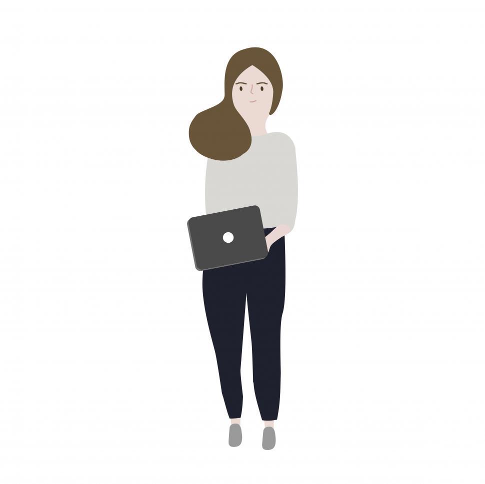 Free Image of Animated image of a woman carrying a laptop 