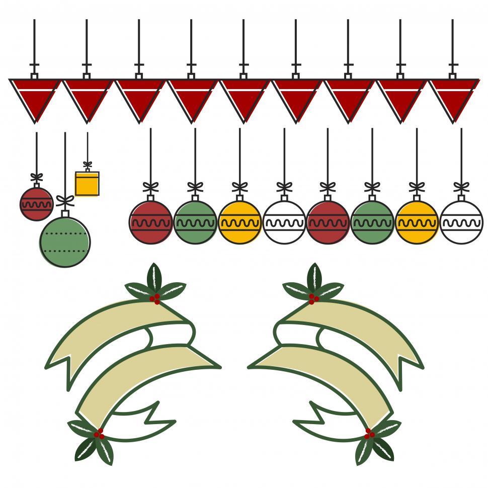Free Image of Ribbon banner, balloon and party garland vector 