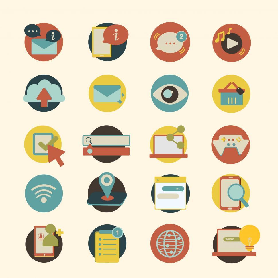 Free Image of A collection of IT communication and multimedia icons vector 