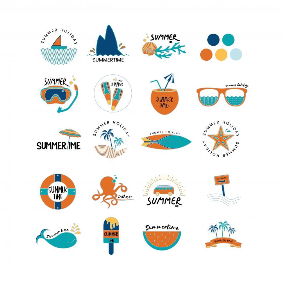 Free Image of A collection of summer adventure vector icons 