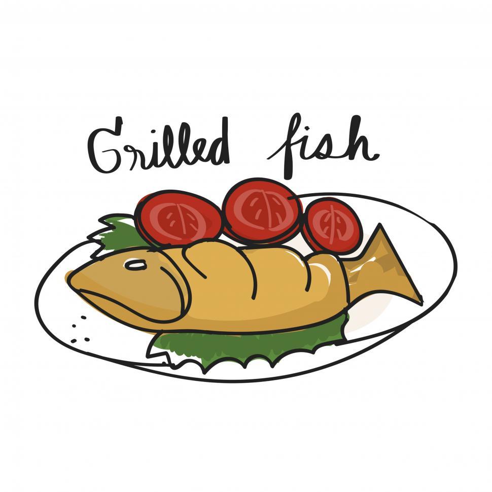 Free Image of Grilled fish vector icon 