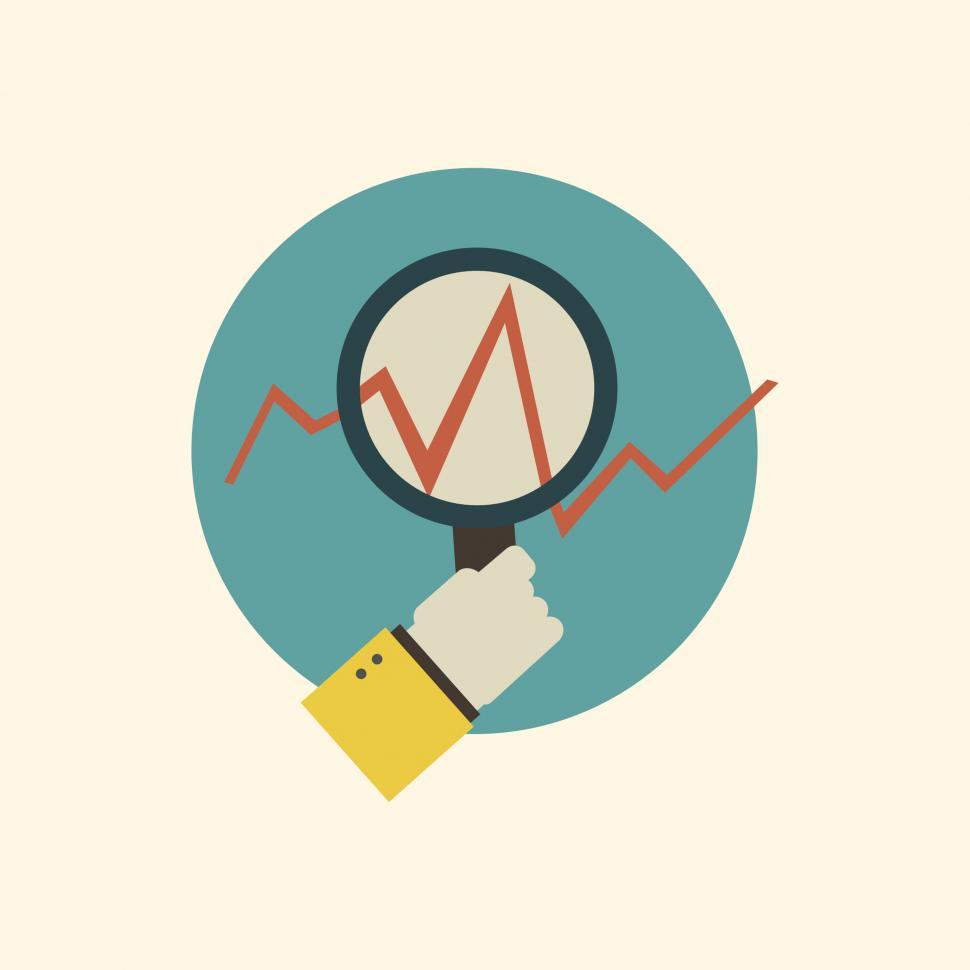 Free Image of Growth chart with magnifying glass in a hand vector icon 