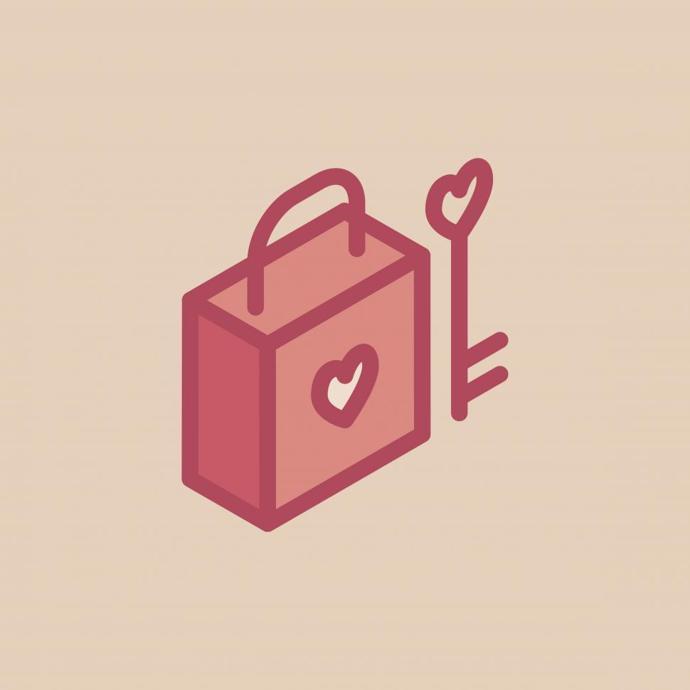 Free Image of Heart shaped key and lock vector icon 