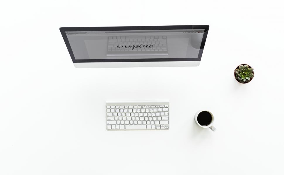 Free Image of Overhead view of a desktop PC on white surface 