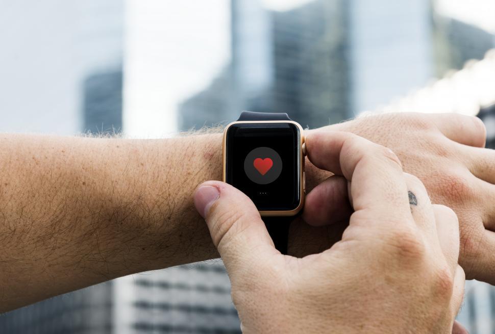 Free Image of Close up of a smart watch on the wrist 