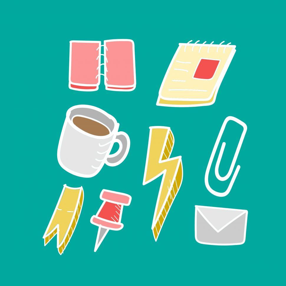 Free Image of Office stationery items vector 