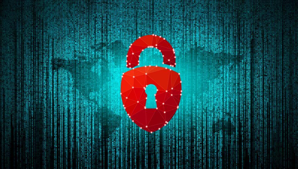 Free Image of Cybersecurity Concept - Matrix and Padlock 