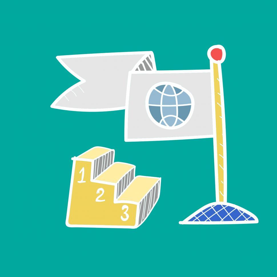 Free Image of 1 2 3 podium and flag vector icon 