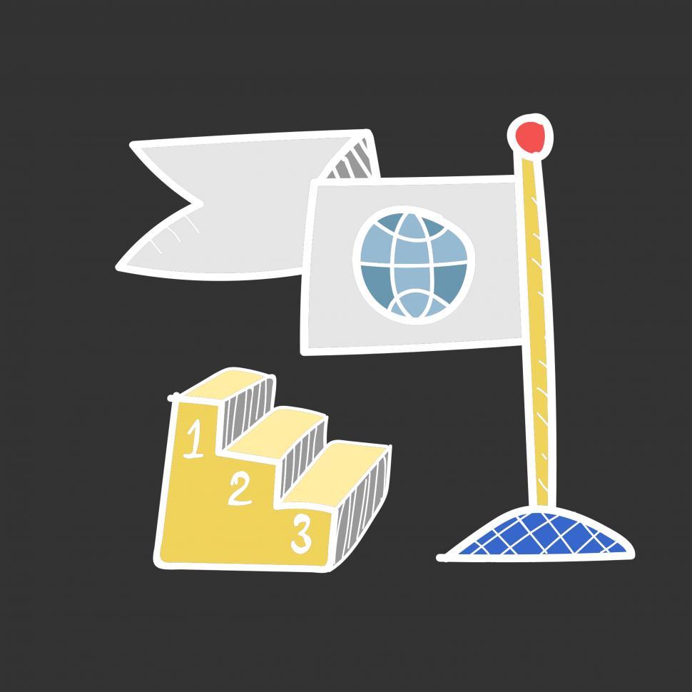Free Image of 1 2 3 podium and flag vector icon 
