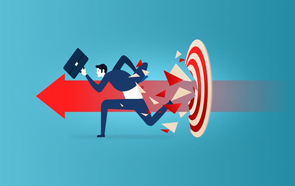 Free Image of Businessman Running and Smashing Target - Success Concept 