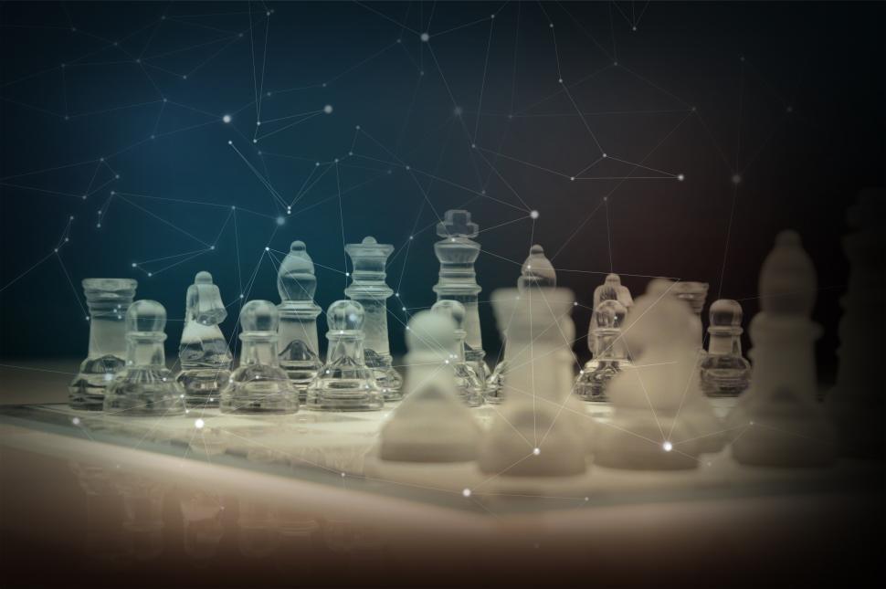 Free Image of Strategy Concept - Chess Board with Abstract Pattern Superimpose 