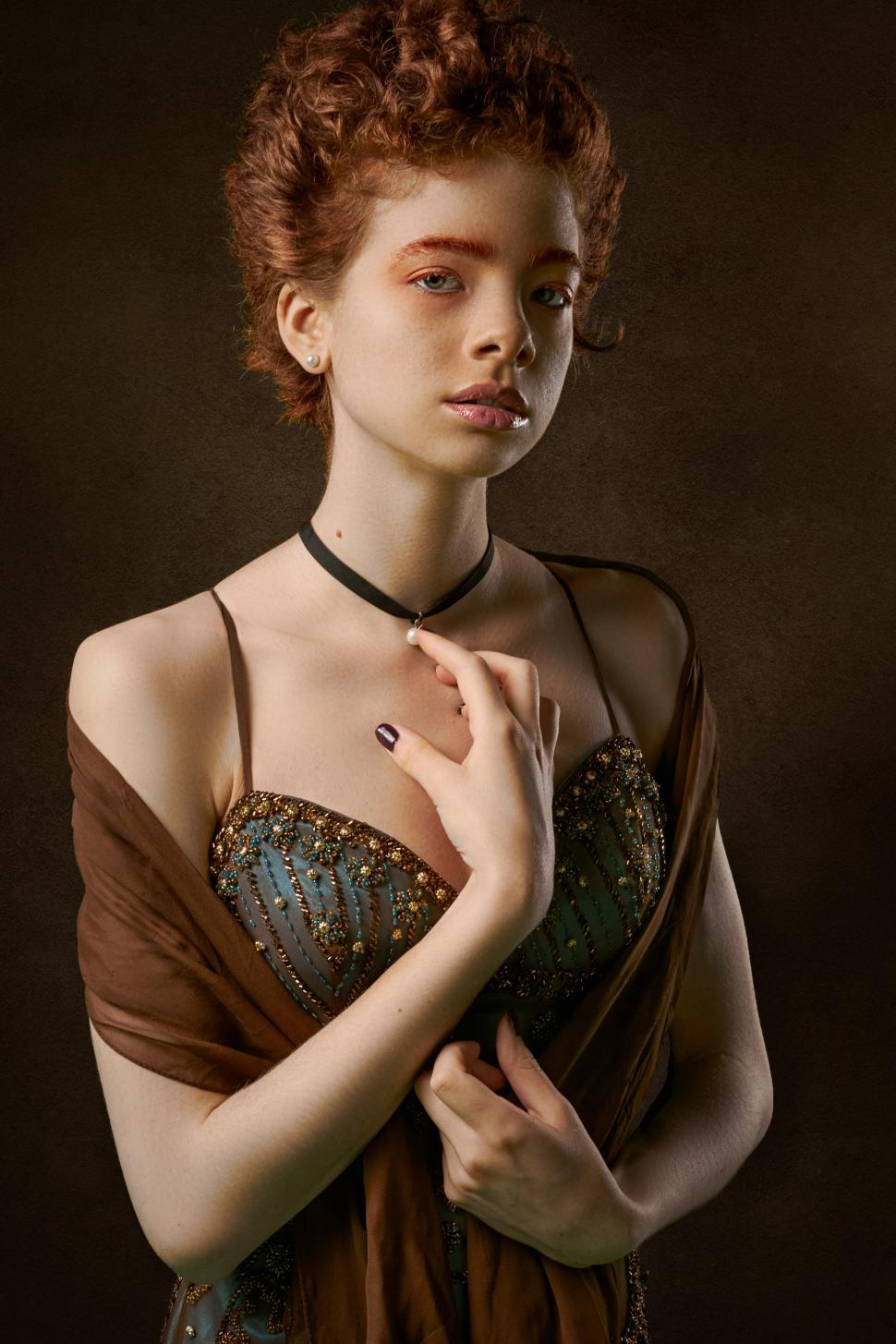 Free Image of Girl with a Pearl Necklace  