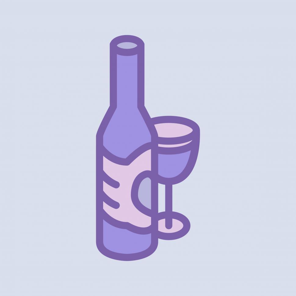 Free Image of Wine bottle and glass icon 