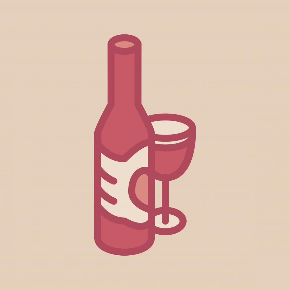 Free Image of Wine bottle and glass icon 