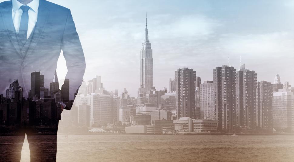 Free Image of Double Exposure of Businessman Over City - Achievement and Succe 