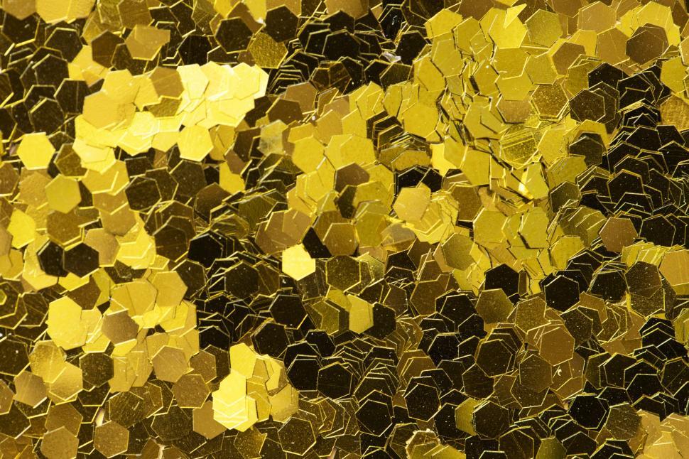Free Image of Golden hexagon shaped glitter sparkles 