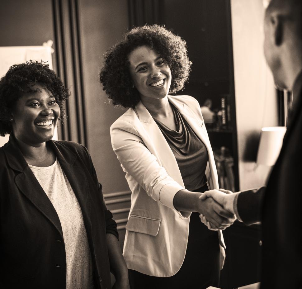 Free Image of Three colleagues - Black and white image 