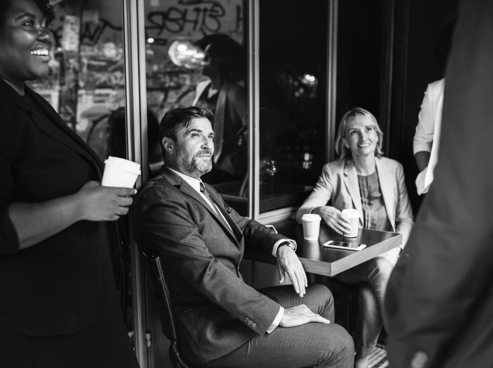 Free Image of Multiethnicity colleagues - black and white image 