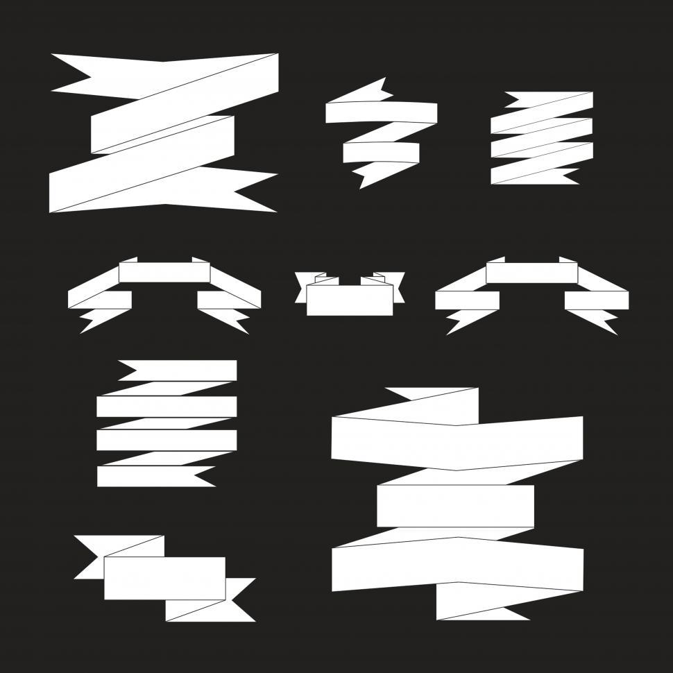 Free Image of Ribbon banners black and white 