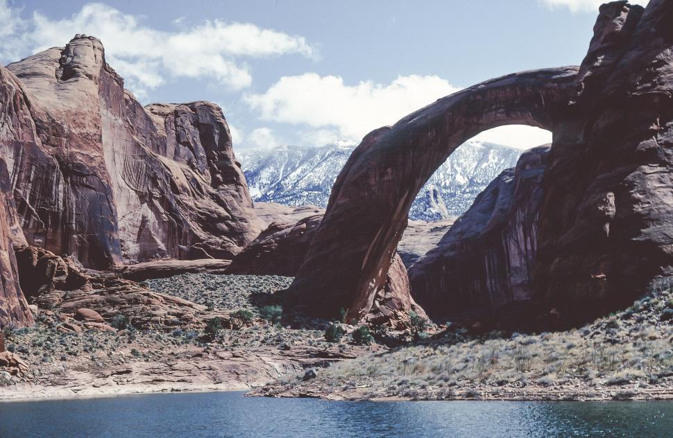 Free Image of Rainbow Bridge from Lake Powell on Colorado River 