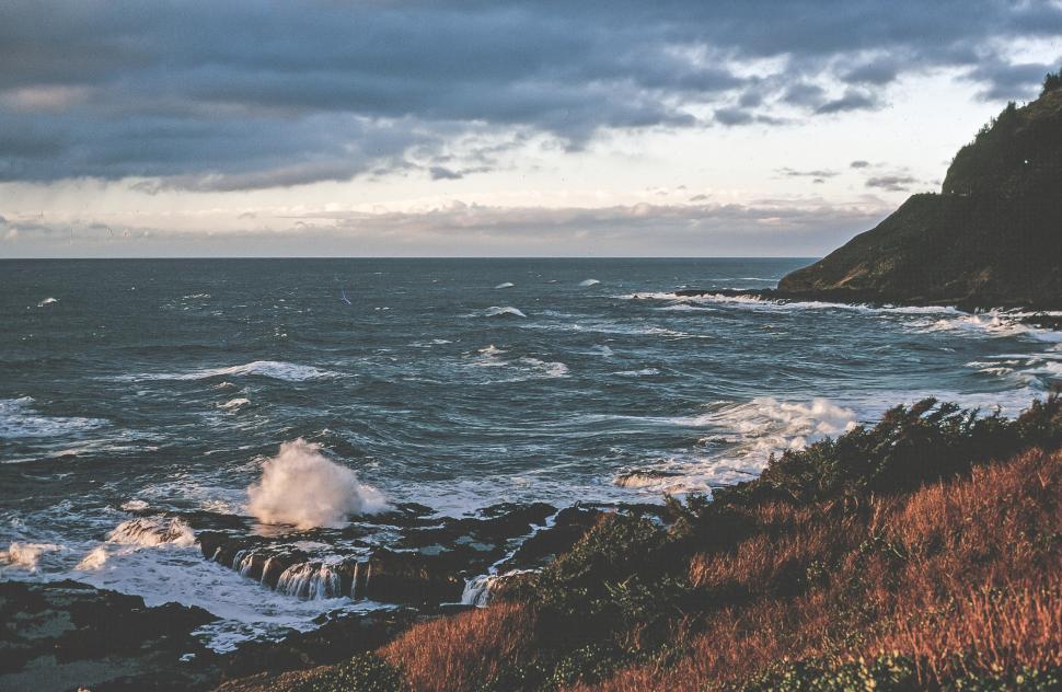 Free Image of View of a Sea, Hazy Matte View of Coast 