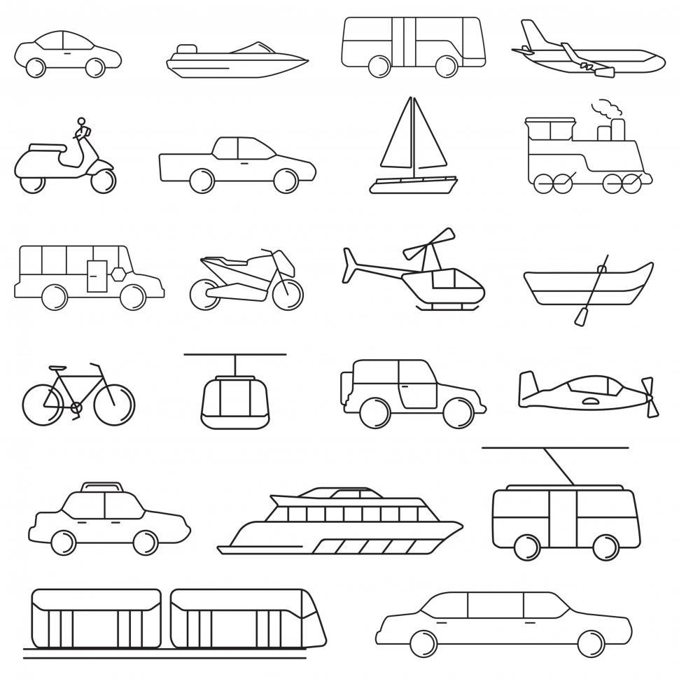 Free Image of Various transportation medium icons 