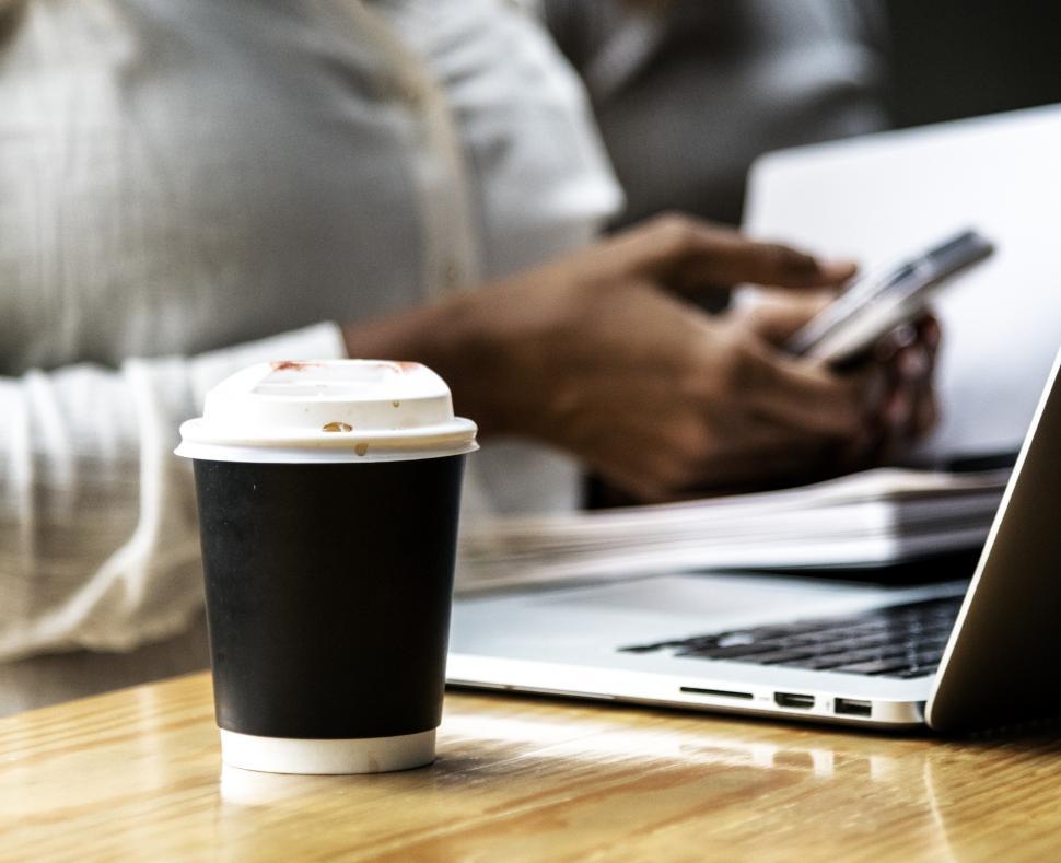 Free Image of Close up of a coffee mug on the table 
