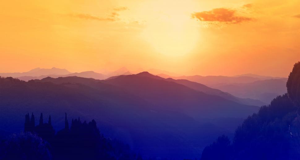Free Image of View of Val D Orcia at Sunset From Montalcino - Tuscany - Italy 