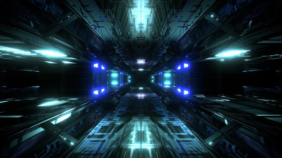 Free Image of futuristic science-fiction tunnel corridor 3d illustration background wallpaper  