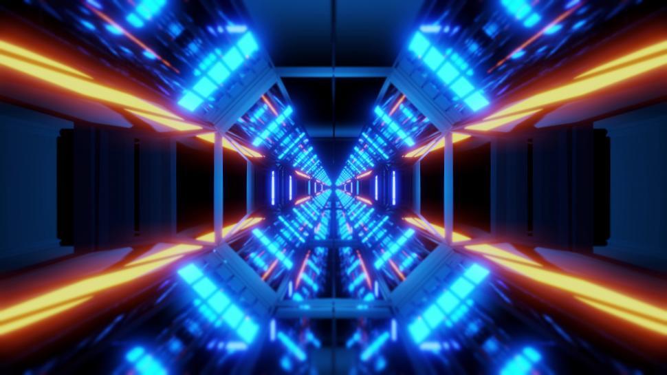 Free Image of futuristic science-fiction tunnel corridor 3d illustration background wallpaper  