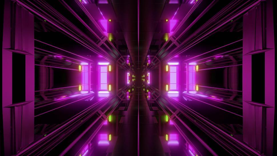 Free Image of futuristic science-fiction tunnel corridor 3d illustration background 