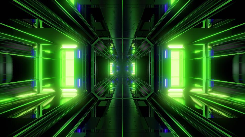 Free Image of futuristic science-fiction tunnel corridor 3d illustration background 