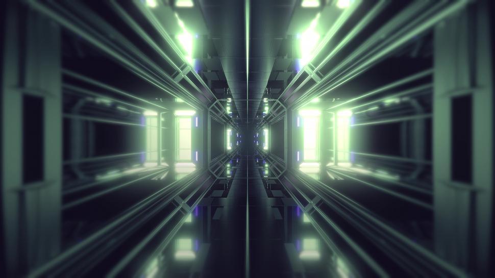 Free Image of futuristic science-fiction tunnel corridor 3d illustration background 