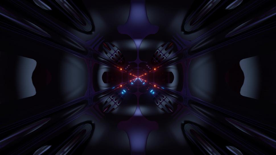 Free Image of futuristic science-fiction alien style tunnel corridor 3d illustration background 