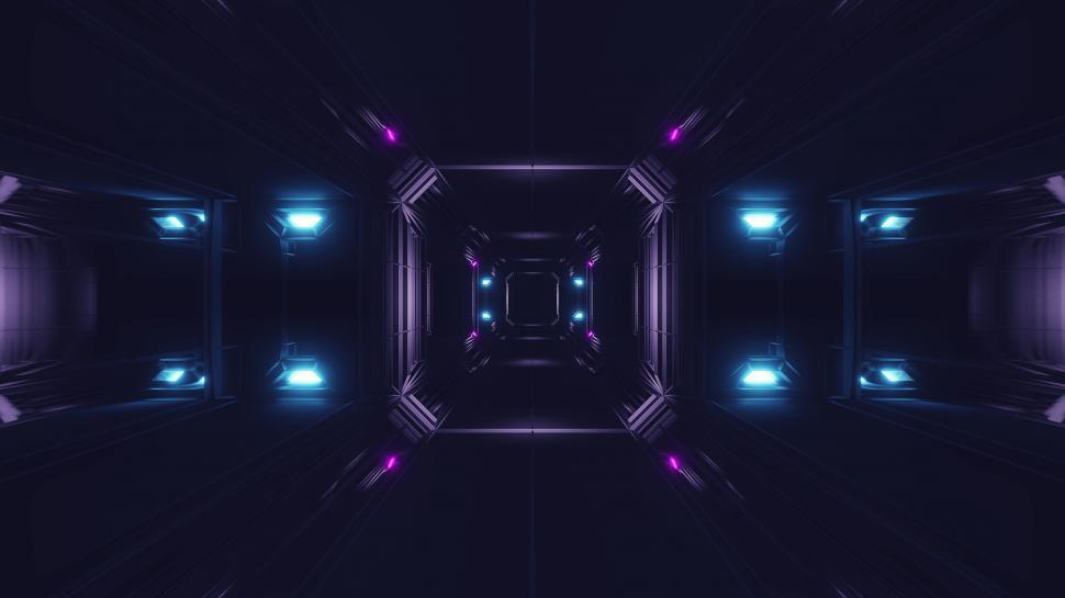 Free Image of futuristic science-fiction tunnel corridor 3d illustration vjloop background 