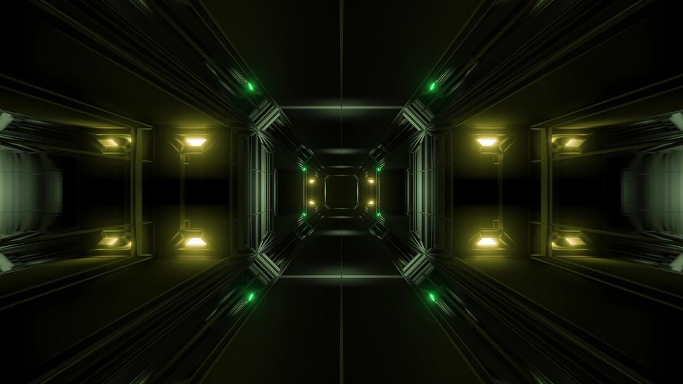 Free Image of futuristic science-fiction tunnel corridor 3d illustration background 