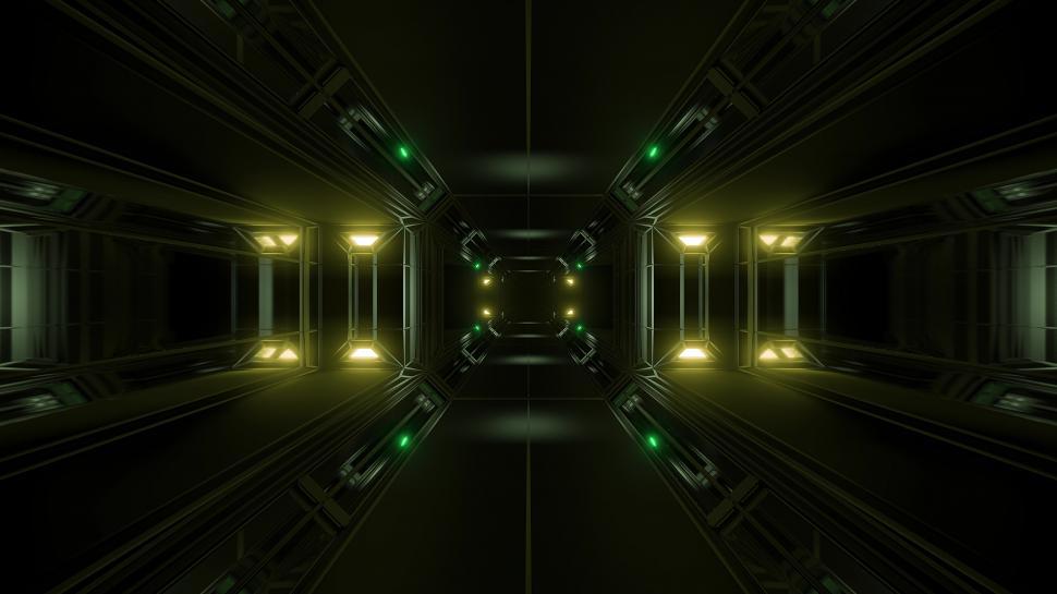 Free Image of futuristic science-fiction tunnel corridor 3d illustration background 
