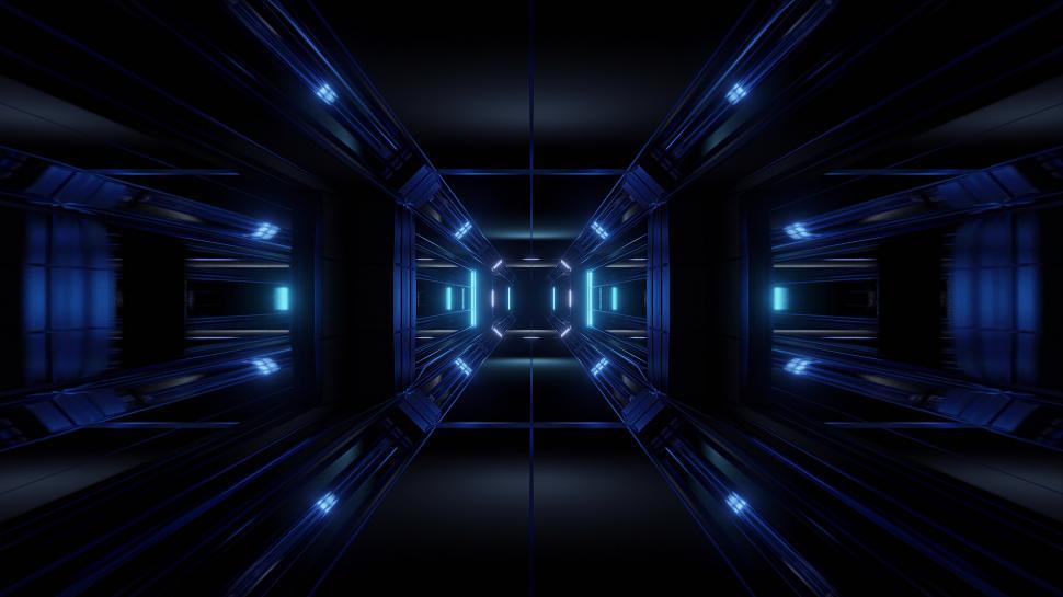 Free Image of futuristic science-fiction tunnel corridor 3d illustration background 