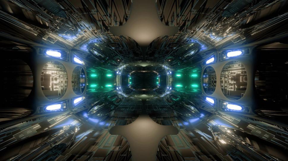 Free Image of futuristic science-fiction tunnel corridor 3d illustration background wallpaper 