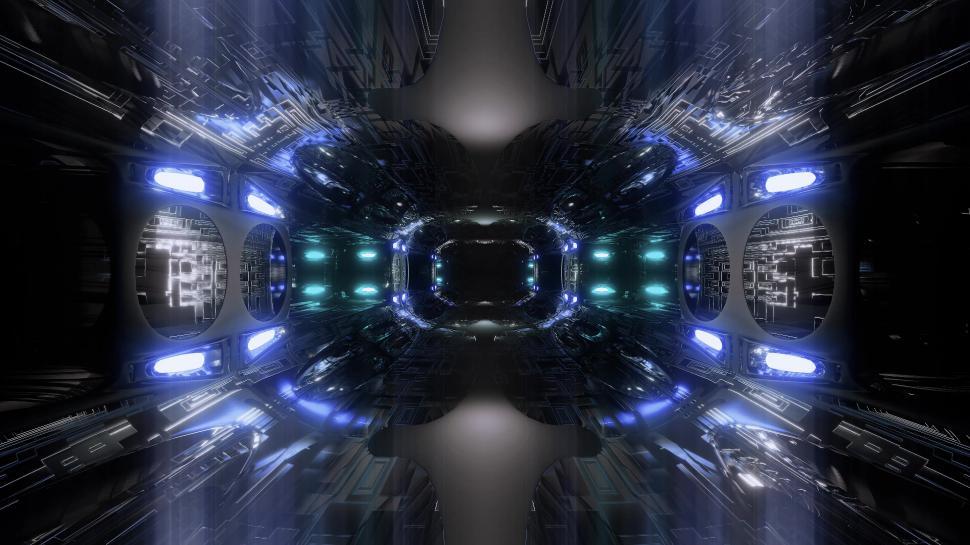 Free Image of futuristic science-fiction tunnel corridor 3d illustration background wallpaper 