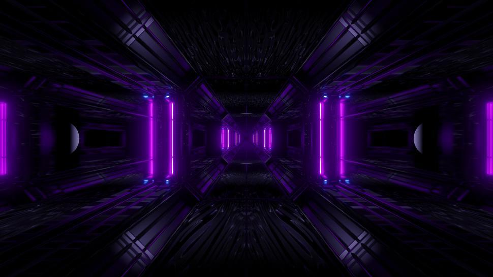 Free Image of dark space scifi tunnel background with abstract texture background 3d illustration 