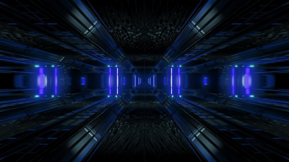Free Image of dark space scifi tunnel background with abstract texture background 3d illustration 