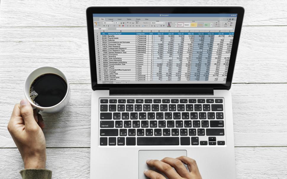 Free Image of Overhead view of a person working spreadsheet  