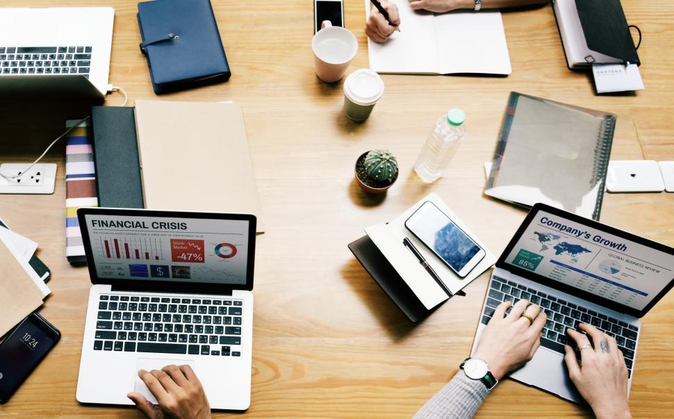 Free Image of Overhead view of a business meeting in the office 