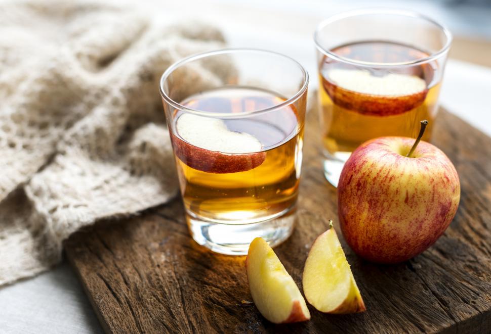 Free Image of Close up of apple juice glasses 