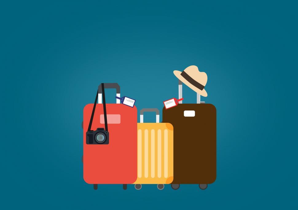 Free Image of Travel Suitcases with Hat and Camera- Travel and Tourism Concept  