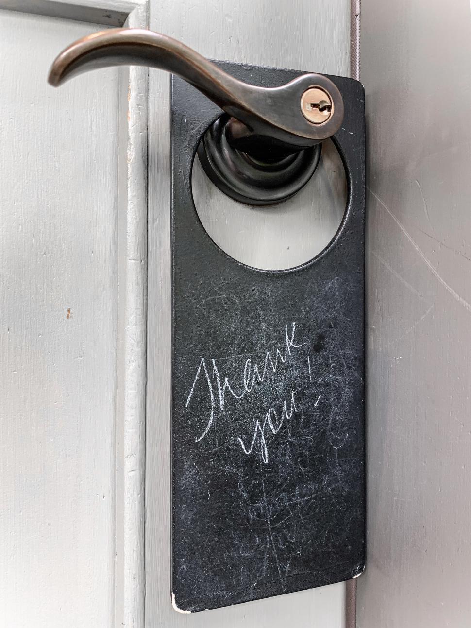 Free Image of Door hang tag says Thank You 