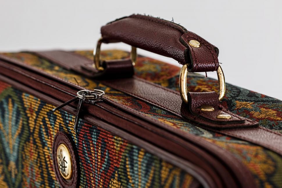 Free Image of Close Up of Luggage on White Background 