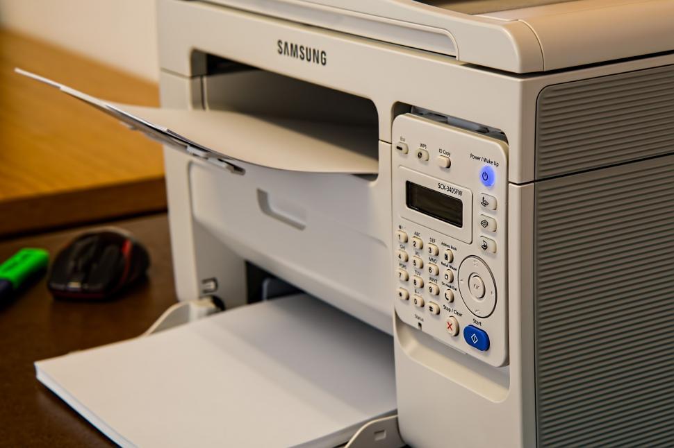 Free Image of Printer on Wooden Table 