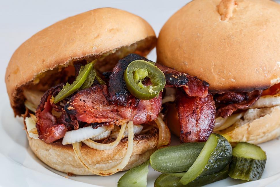 Free Image of Two Sandwiches on White Plate 